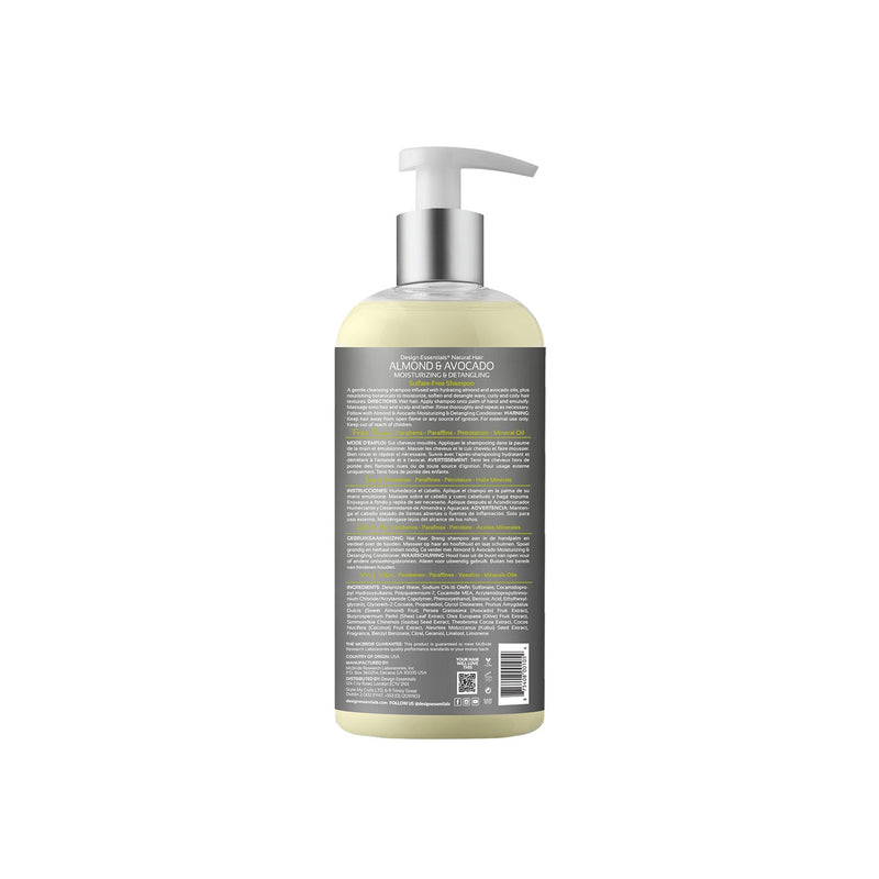 Shampoing Almond & Avocado Hydratant & Démêlant Sans Sulfate Design Essentials